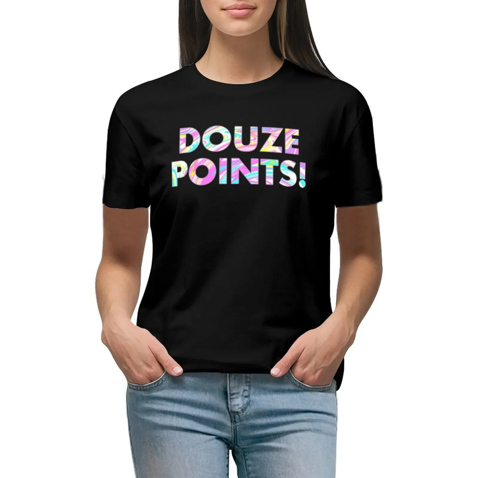 

DOUZE POINTS In Paint Marble T-Shirt plus size tops female customs western t shirts for Women