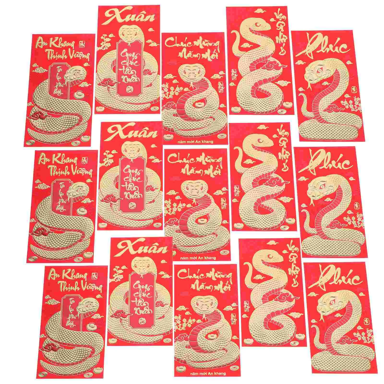 30 Pcs Year of The Snake Spring Festival Red Envelope Chinese New Hong Bao Envelopes for Wedding Pockets Money Cash Gifts