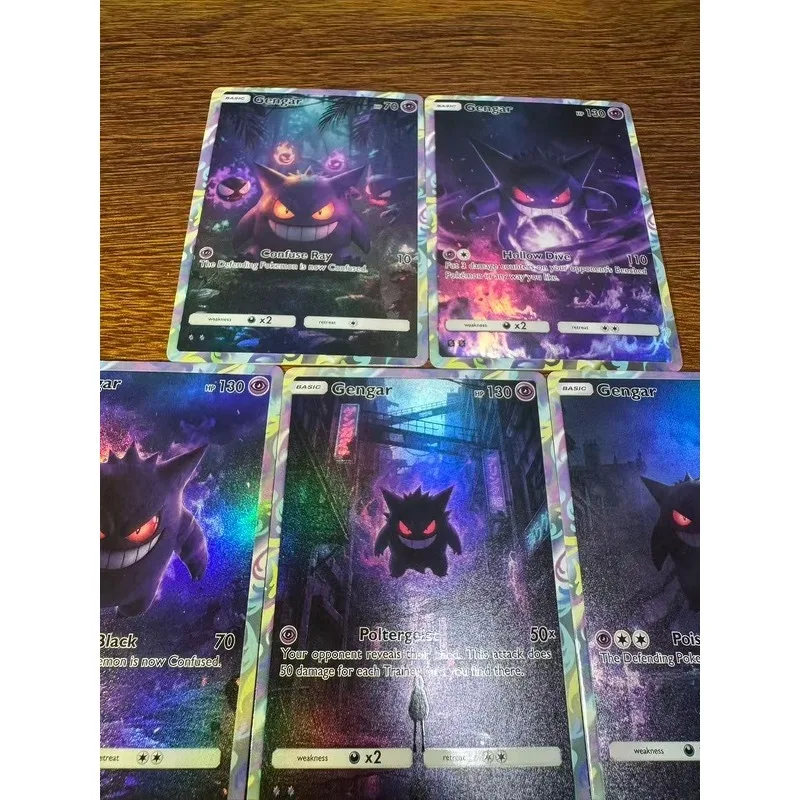 Gengar Cards PTCG Holographic Rare Collection Cards Mewtwo Creativity Game Anime Shining Mewtwo Cards Gift