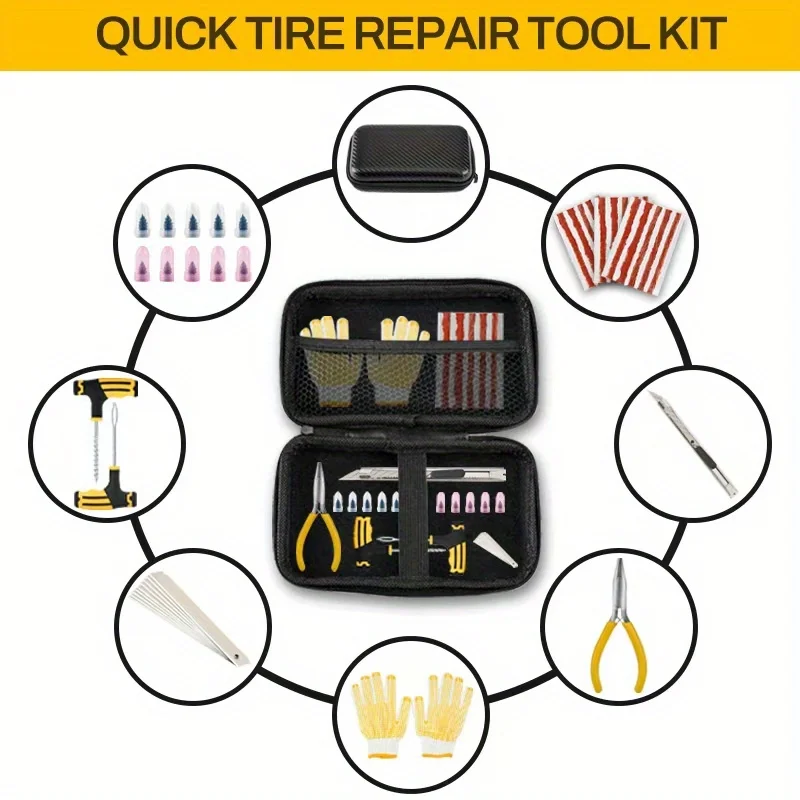 AliExpress Emergency Tire Repair Kit for Car, Motorcycle, Bike, Truck - Tubeless Tyre Plug Tool Set with Rubber Strips, Portable & Durable