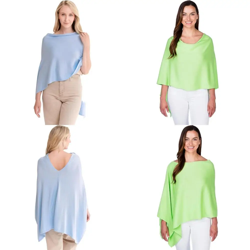 고급스러운 가벼운 코튼 캐시미어 혼방 판초 - 95% 코튼 5% 캐시미어 - 그녀를 위한 완벽한 부드러운 선물