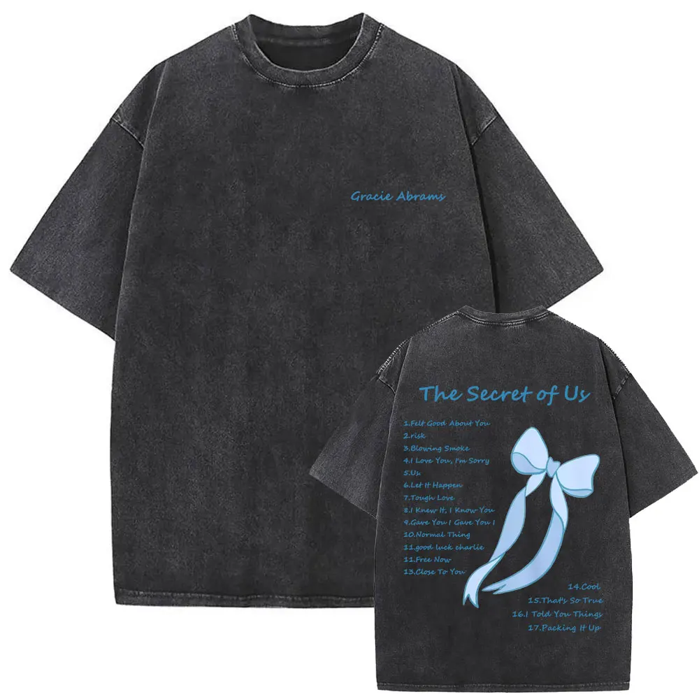 Washed Vintage Gracie Abrams The Secret of Us Risk Graphic T Shirt Men Women Fashion Oversized Streetwear Unisex Casual T-shirt