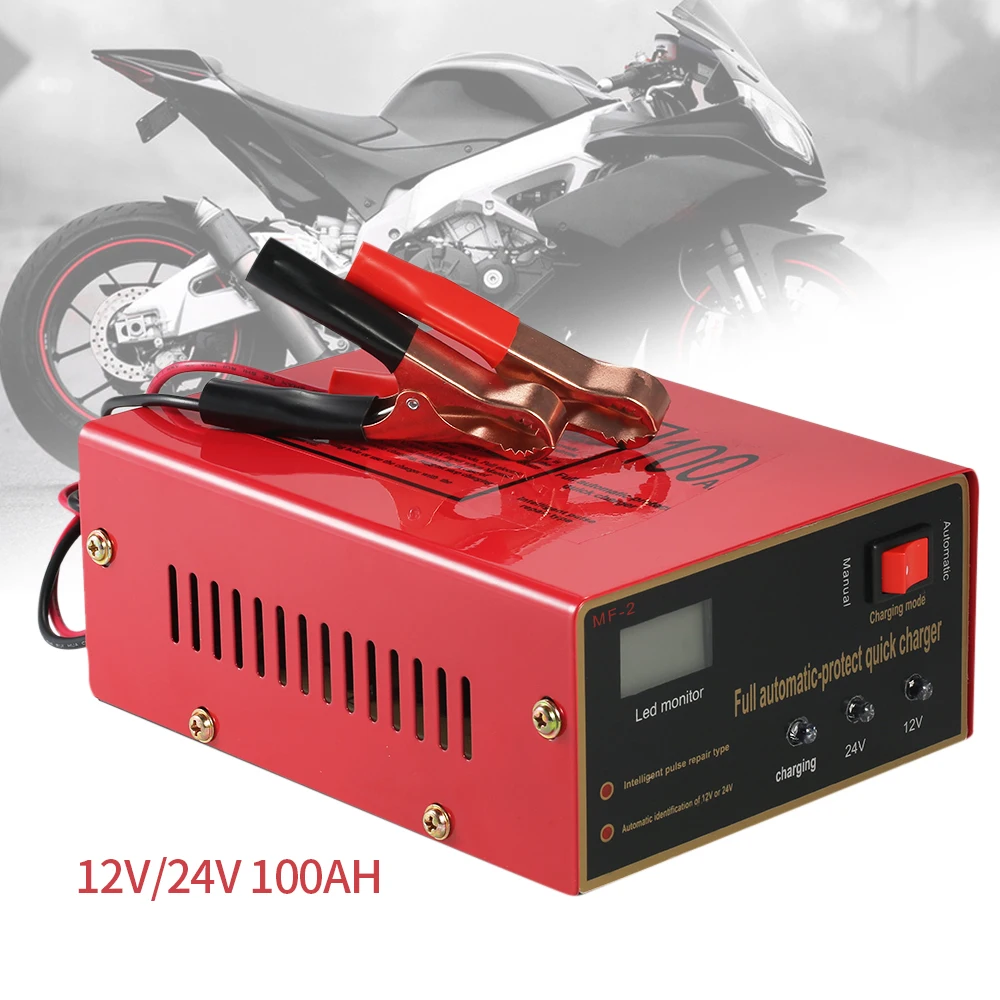 

12V/24V Intelligent Battery Charger LED Display Pulse Repair Type Maintainer for Charging Lead Acid Battery and Lithium Battery