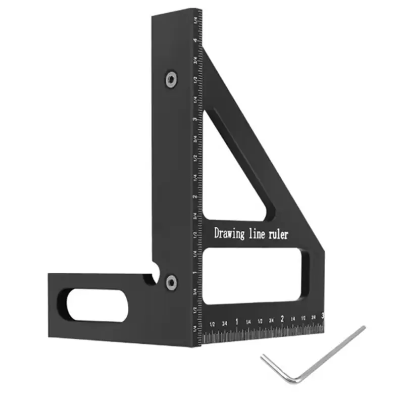 A01F-Protractor Carpenter Square Woodworking Miter Triangle 3D Multi-Angle 45/90 Degree Layout Measuring Ruler