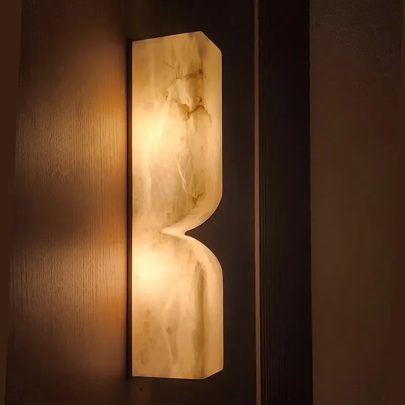 Modern Italian Marble Wall Lamp LED Copper Sconce Luxury Lighting Fixture For Living Room Bedroom Bedside Background Decor