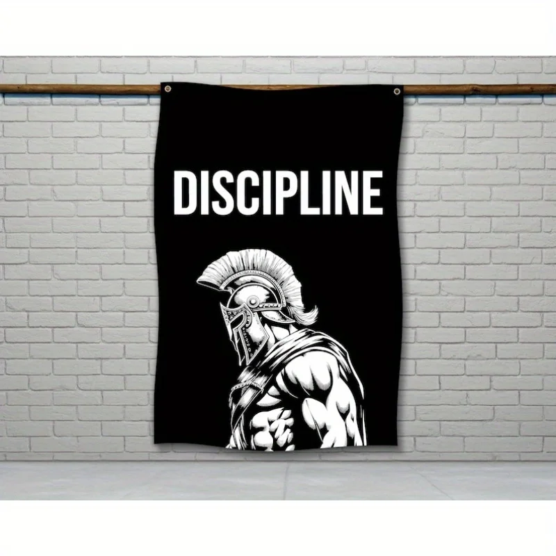 Discipline Spartan Warrior Gym Flag Banner, Motivational Fitness Wall Decor, Garage Home Gym College Dorm Party Decor