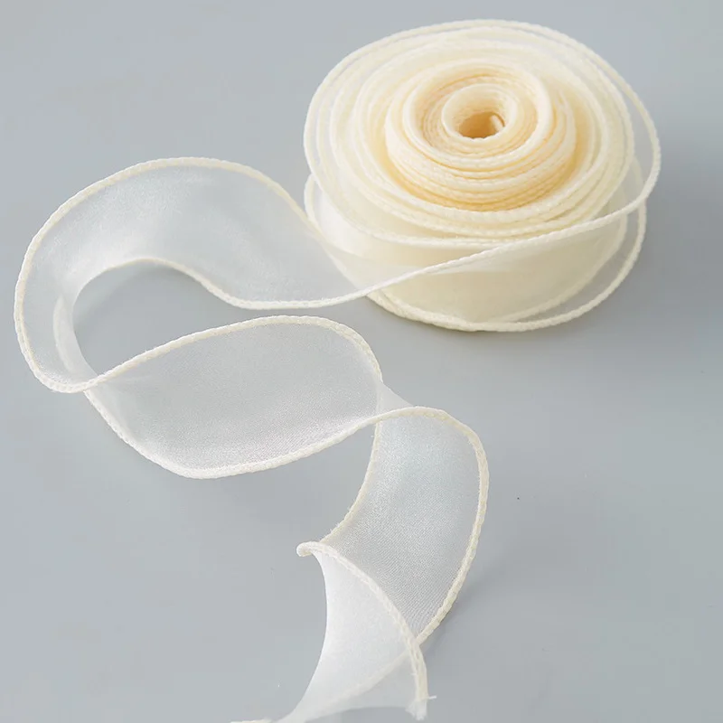 4cm*9m Chiffon Silk Ribbon Organza Satin DIY Craft Gifts Wrapping Decorations Wedding Bouquets Wreath Sewing Supplies DIY Decor