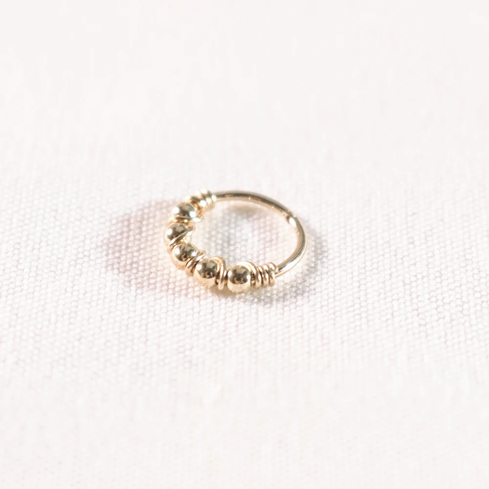 Nose Rings Handmade Piercings Hoops Wrap Beads Piercing Jewelry Dainty 14K Gold Filled Nose Rings Silver Piercings for Women