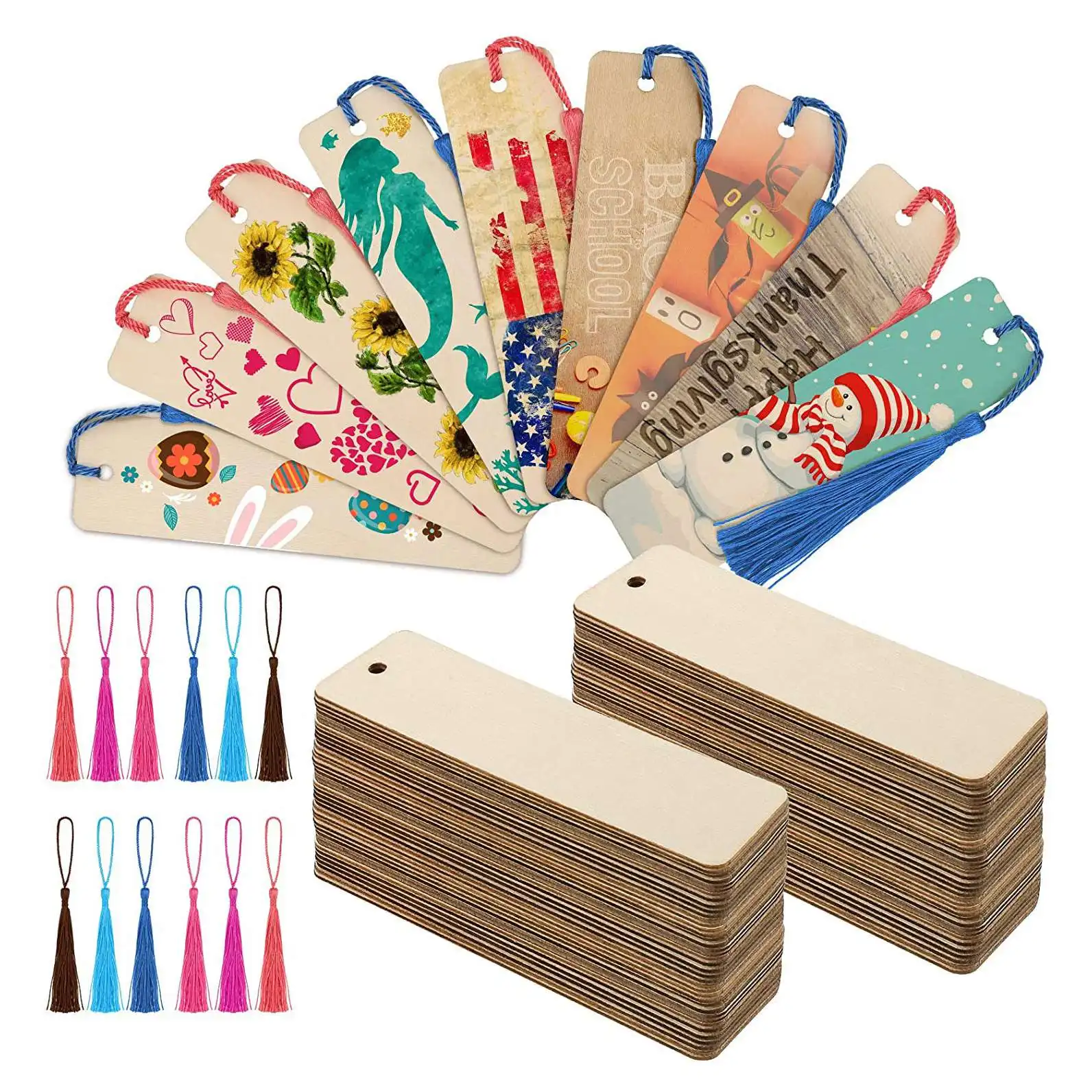 36 قطعة الخشب فارغة الإشارات المرجعية و شرابات مستطيل كتاب للأطفال اللوحة إنتاج المنزل Craft بها بنفسك الحرفية تزيين