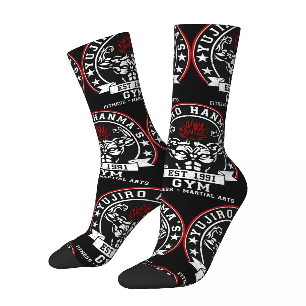 Funny Crazy Sock for Men Killer Hip Hop Harajuku Baki Hanma Happy Seamless Pattern Printed Boys Crew compression Sock Novelty