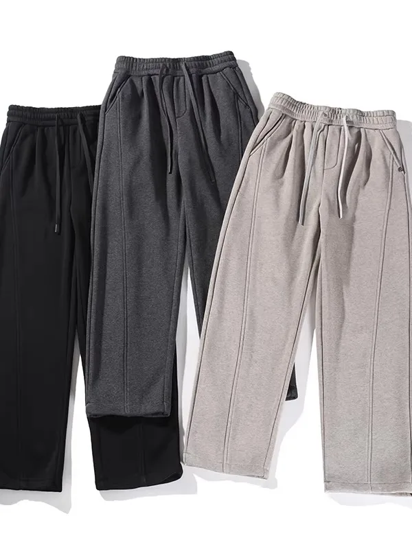 

Мужские зимние утепленные повседневные спортивные брюки с широкими штанинами на флисовой подкладке, удобные, теплые, модные, прямого кроя, со средней посадкой на талии