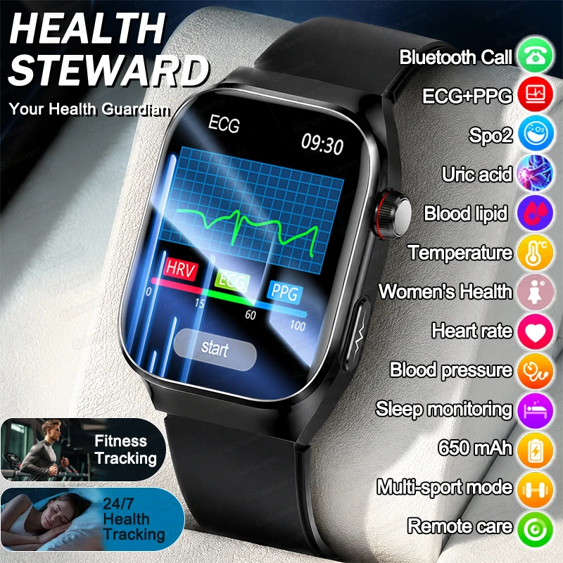 New ECG Accurate Measure Health Smart Watch Five-Organ Analysis Blood Pressure Uric Acid Heart Rate Call Smart Bracelet For Men