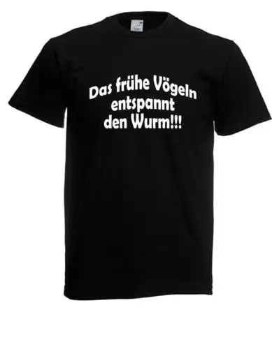 Herren t-shirt l das frühe vögeln entspann den wurm l größe bis 5xl