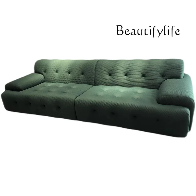 light luxury minimalist export fabric 5D villa four-person sofa dark green
