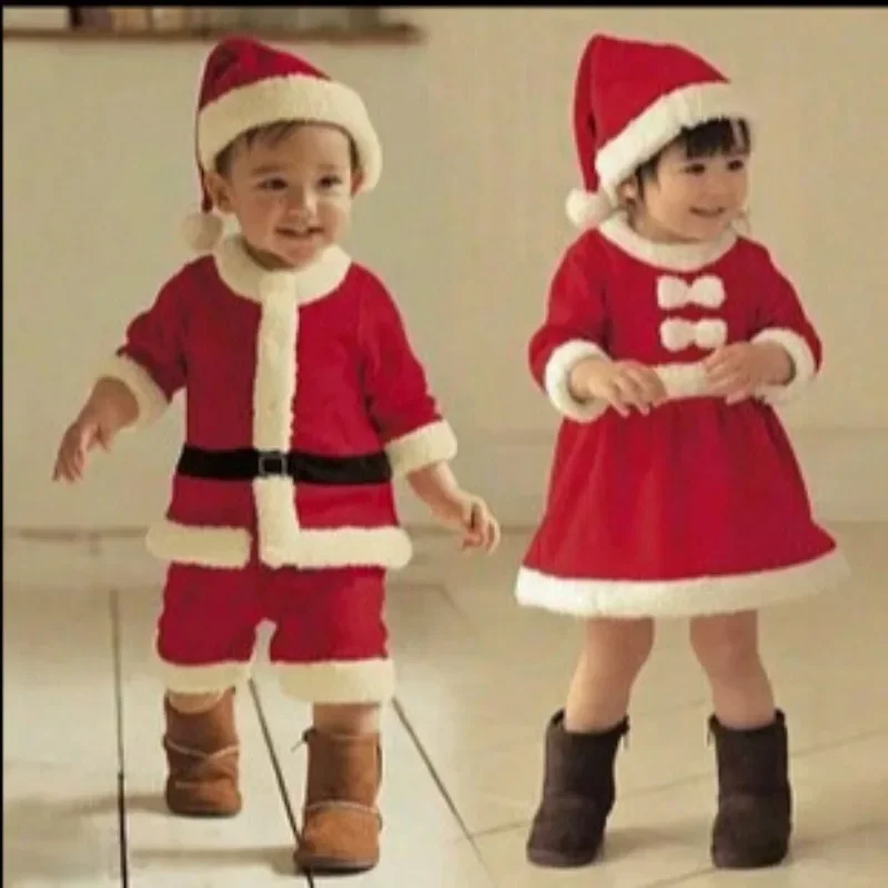 Child Christmas Set Girl Cute Costume Boy Holiday Dressup Baby Costume Santa Claus Dressup Show Costume