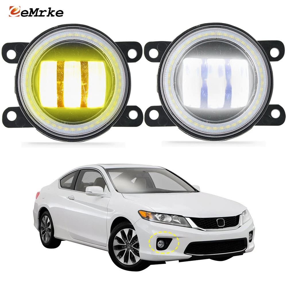 Led Fog Lights Assembly Front Headlight Lens Angel Eye DRL Daytime Running Lamp for Honda Accord Coupe IX 2013 2014 2015