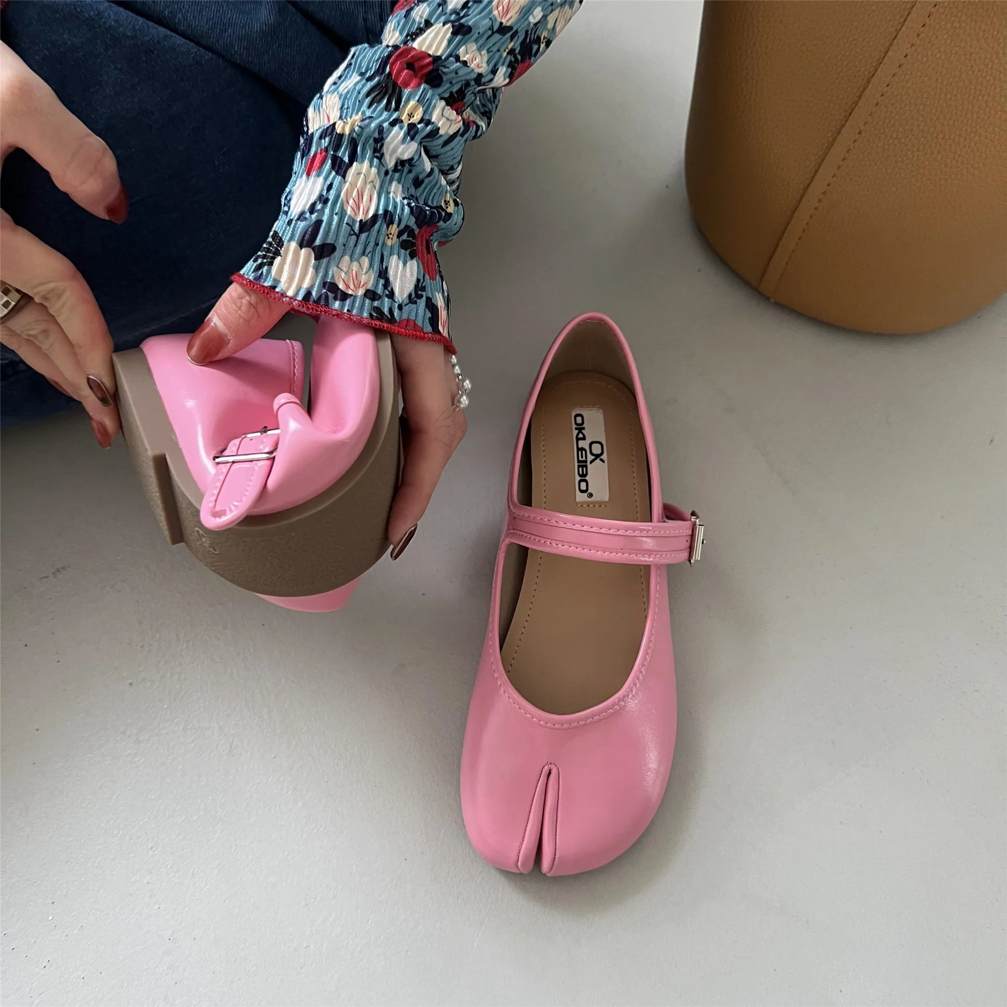 Bailamos Fashion Split Toe Women Flats Mary Janes Casual Tabi Ninja Flat Shoes Ladies Slip On Footwear Comfortable Loafers Balle