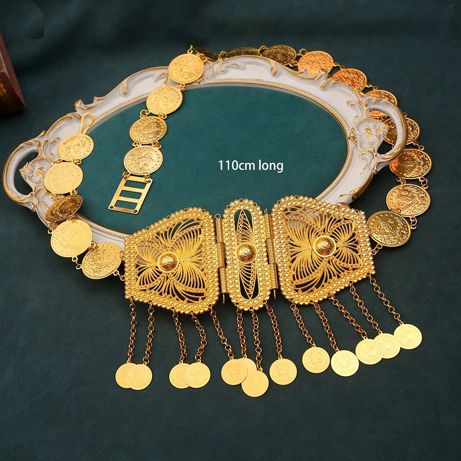 سلسلة خصر نسائية مطلية بالذهب على الطراز العربي في الشرق الأوسط وحزام شرابة لإكسسوارات مهرجان الزفاف #5