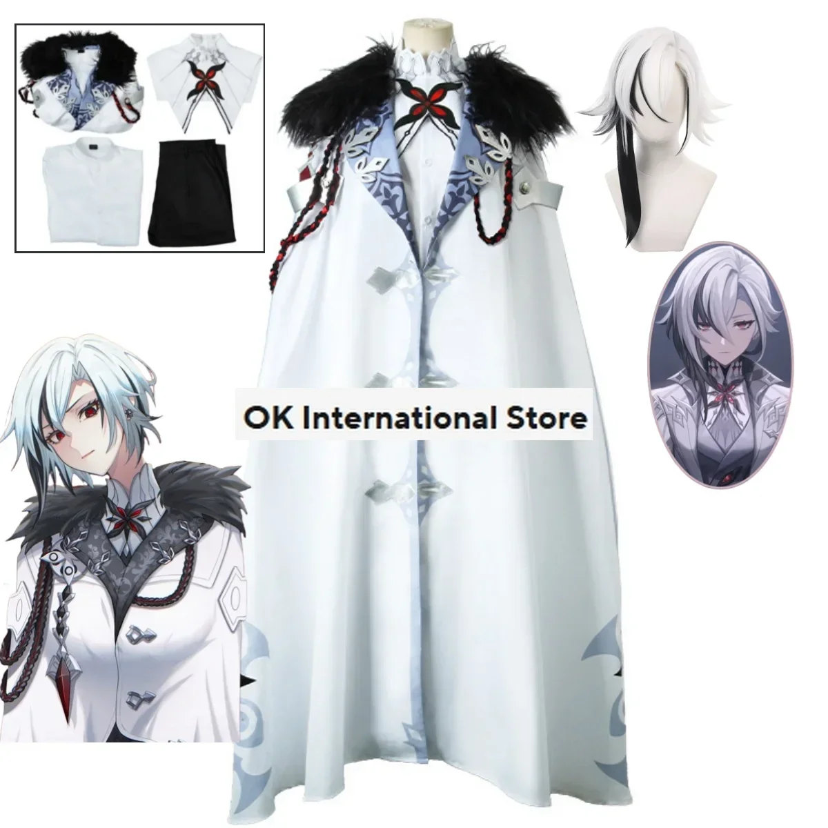 Game Anime Genshin Impact Arlecchino Cosplay Costume Cloak Uniform Set Halloween Carnival Carnival Carnival Performance Costume