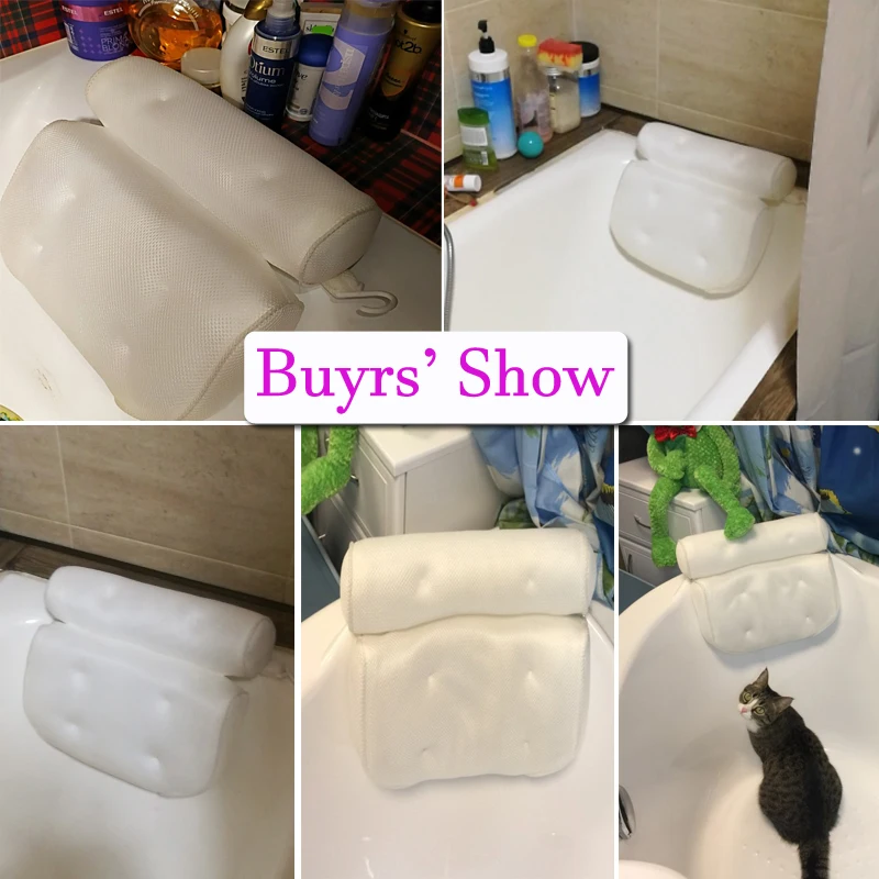 SPA Non-Slip Bath Pillow With Suction Cups Bath Tub Neck Back Support Headrest Pillows Thickened Home Cushion Accersory Jacuzzi