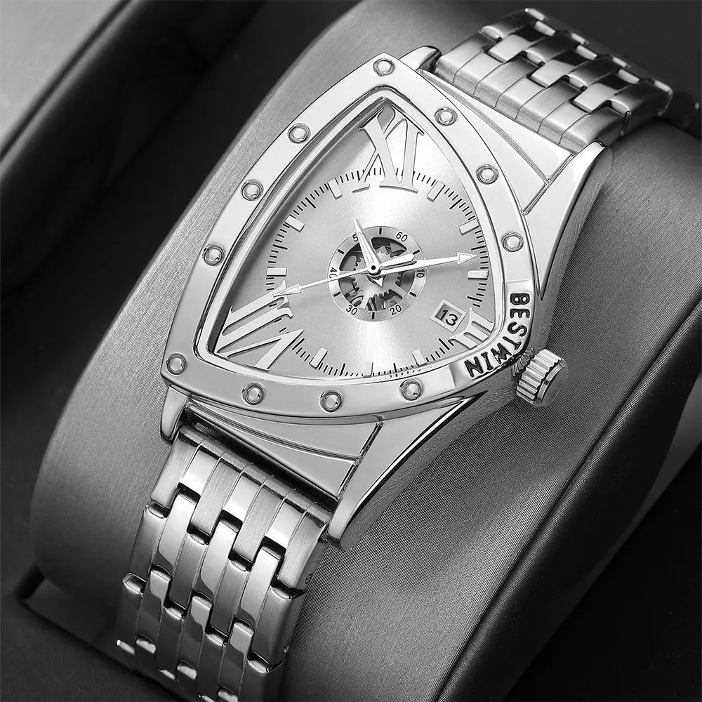 Golden Triangle Men Quartz Watch Unique Design Luxury Watches For Male Clock Sports Waterproof Men Wrist Watches Stainless Steel