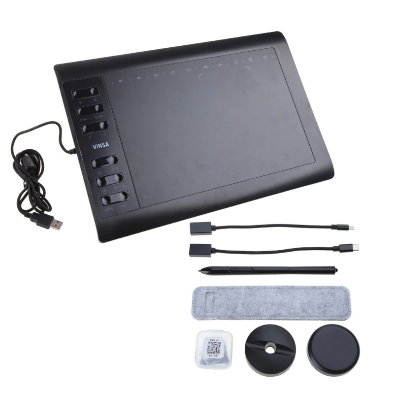 vinsa digital tablet desenho tablet 8192 sensibilidade tablet caneta sem bateria pintado a mao vin1060plus 01