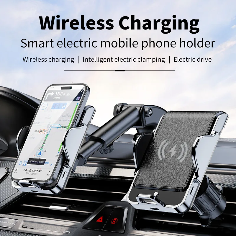 Wireless Car Charger, 15W Fast Charging Auto Clamping Dashboard Windshield Air Vent Car Phone Holder  for iPhone 15/14/13/12 Pro