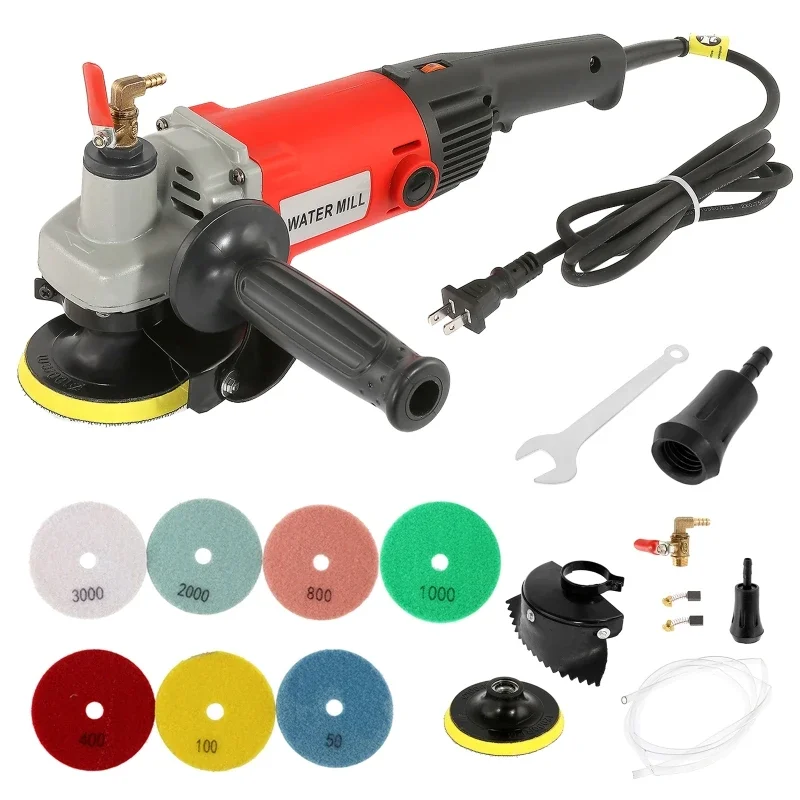 1400w Electric Marble Granite Wet Stone Polisher Grinder Sander Hand Grinder Water Mill Variable Speed With 7pcs Polishing Pad