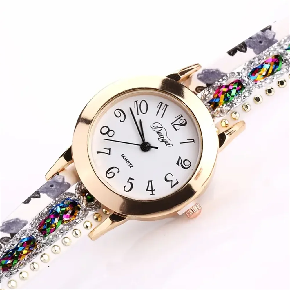 Colorful Rhinestone Bracelet Watch Rivet Circle Women Wrist Watches