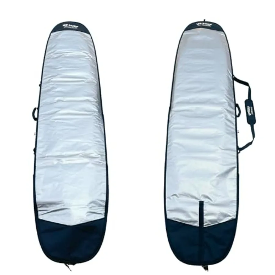 

Surfboard bag for longboard storage and transport, durable polyester, black, padded protection and waterproof lining