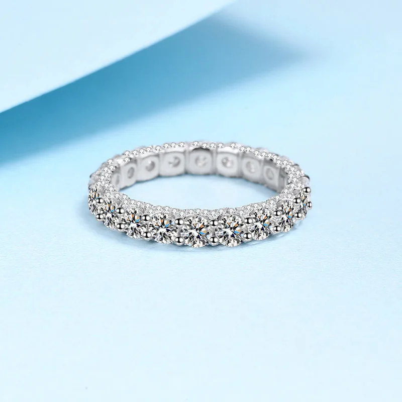 

Luxury Platinum PT950 Moissanite Female Rings, VVS1 D Color 2.1Carat Full Circle Wedding Ring for Women with Certificate