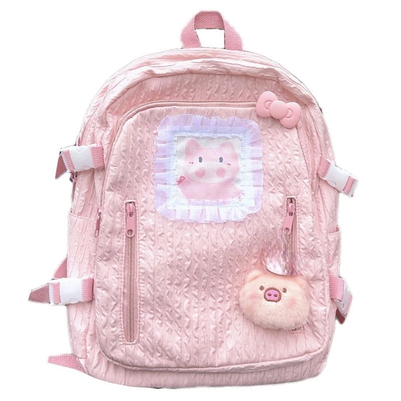 Pink Sweet Kawaii Cartoon Girls Students Bags Y2K Korean Fashion Casual Schoolbag Trend Preppy High-capacity Backpacks for Women