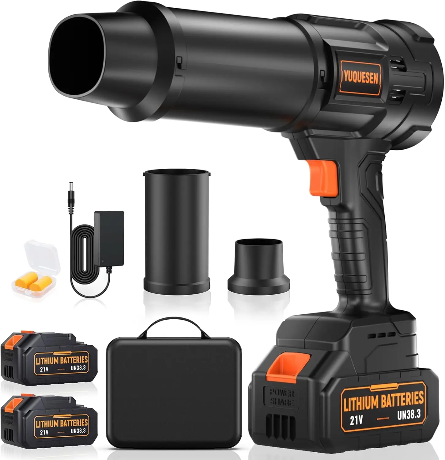 

Аккумуляторная воздуходувка для листьев 21В с 990 000 об/мин и двумя батареями — легкая, для уборки двора