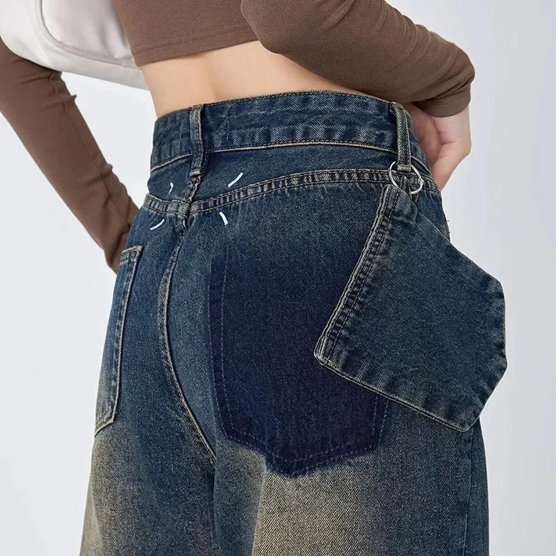 

Girls High Street Big Size Loose Denim Pants Female Ripped High Waisted Jeans Pants Women Fashion Korean Vintage Jeans Trousers