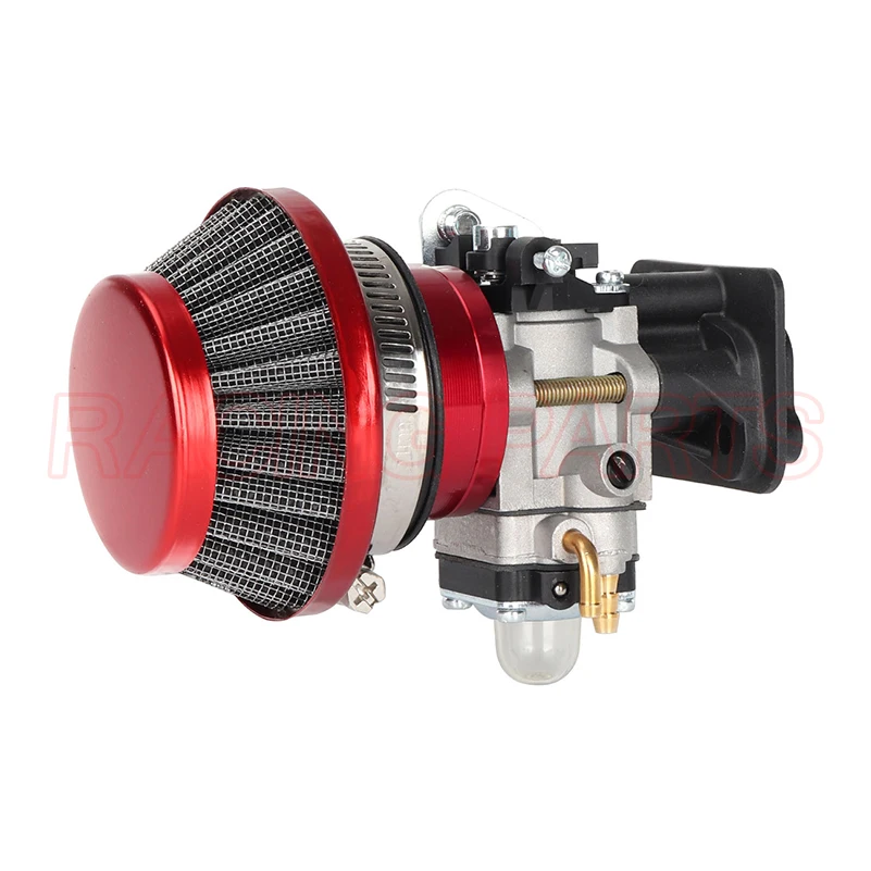 15mm Carburetor + Red 44mm Air Filter + Alloy Stack Kit For 2 Stroke 33cc 43cc 49cc Engine Parts Gas Scooter Goped EVO