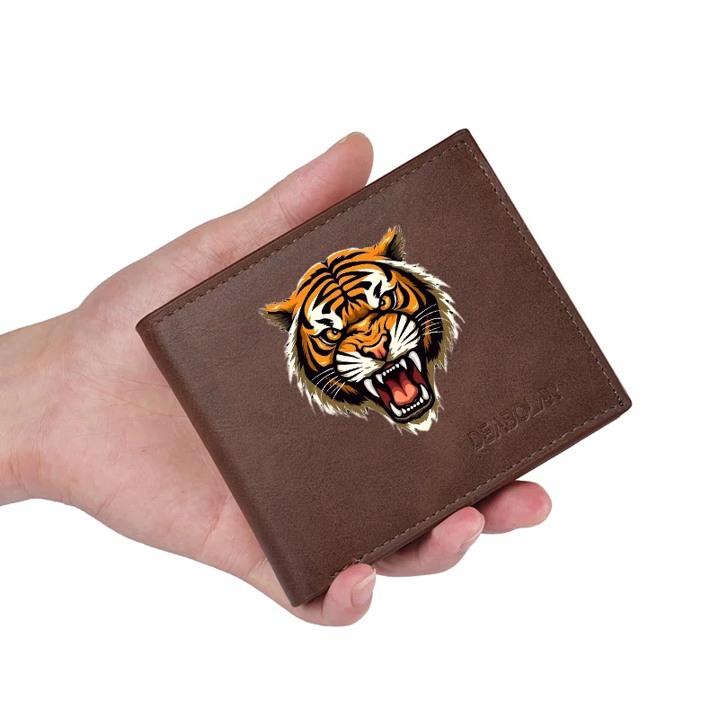 Cartera corta para hombre de piel sintética con múltiples ranuras para tarjetas para tarjetas de crédito y identificación, cartera informal de negocios Retro con doble pliegue