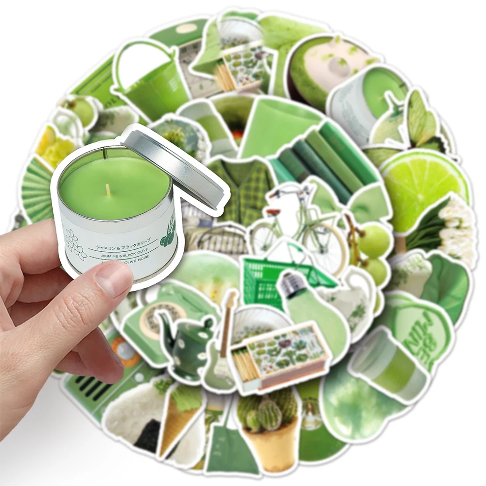 

10/30/50pcs Ins Style Fresh Green Aesthetic Stickers Cute Cartoon Sticker Suitcase Water Bottle Notebook Car Art Graffiti Decals