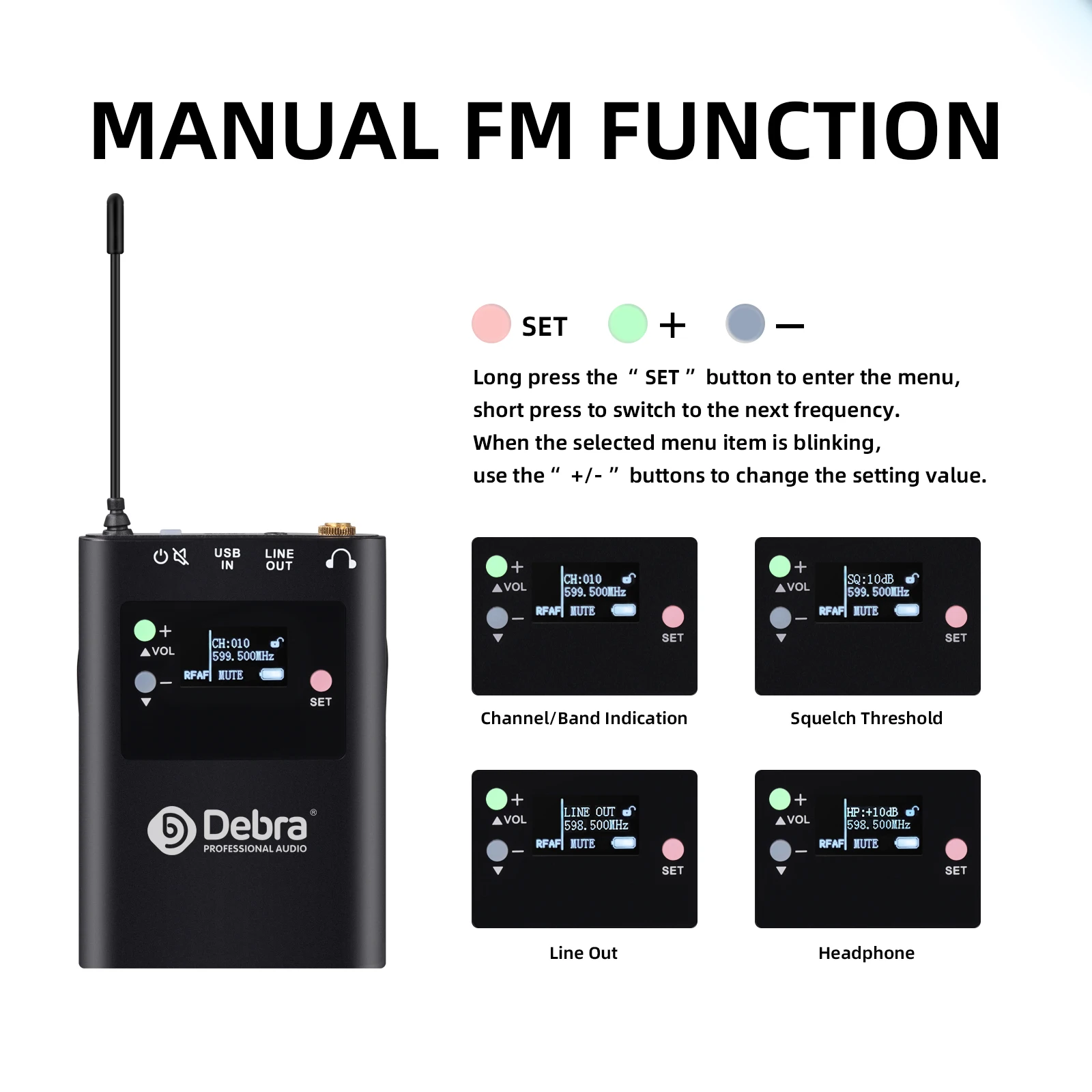 SW-1 전문 스테레오 무선 인이어 모니터 시스템, 무대 모니터링, 오케스트라용, 470 -950 MHz 안정적인 변속기