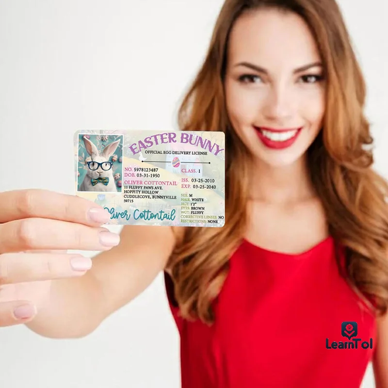 Easter Bunny ID Pass Plate Plastic Bunny Lost Driver's License Easter Rabbit Card For Kids DIY Novelty Easter Decoration