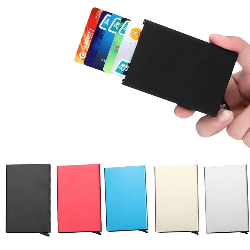 Automatic Credit Card Box Business Card Box  Metal Aluminum Alloy RFID Card Holder