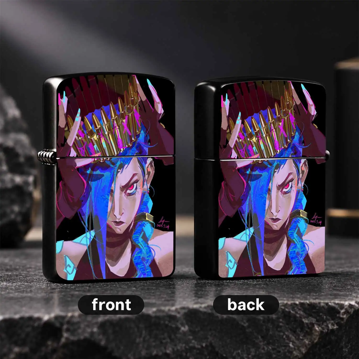 Creative Jinx Bullet Chain Themed Lighter, Stylish Cyber Neon Style Desktop Ornament, Portable Daily Use Ignition Tool, Ideal Gift For Friends And Fans For Collection, Trendy Peripheral For Birthday Holiday, Suitable For All Scenarios High