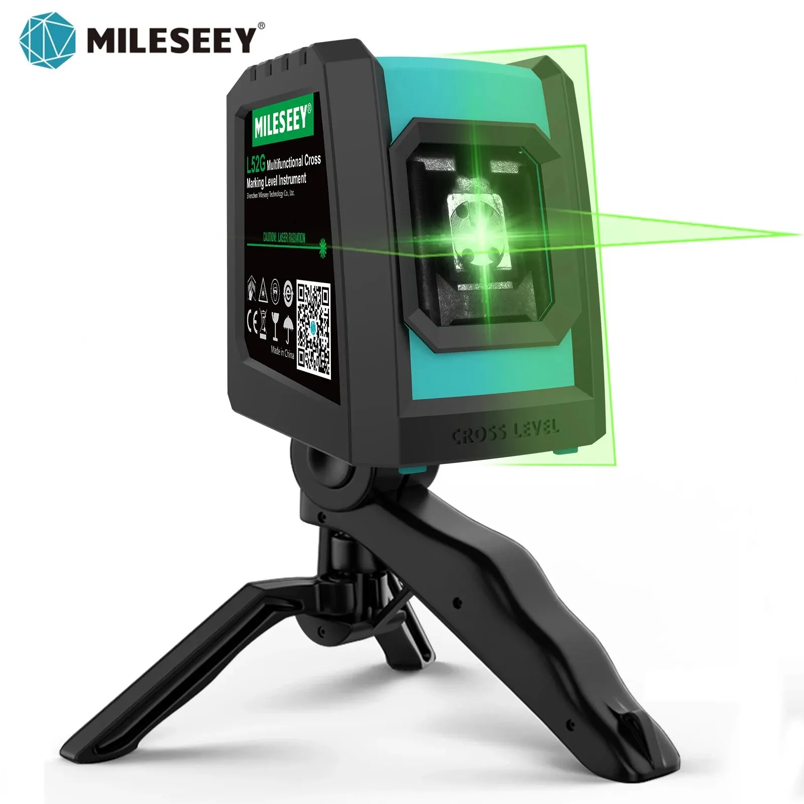 MILESEEY Green Laser Level L52 2 Lines Nivel Laser with Battery and Tripod, Horizontal and Vertical Cross Line Leveling Tools