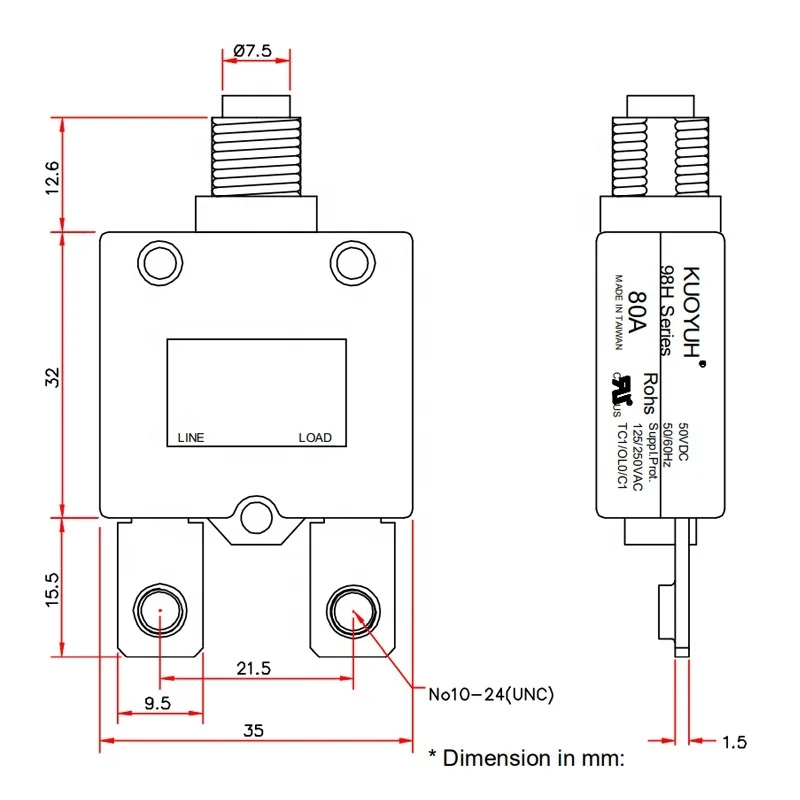 Kuoyuh elettronico 98H serie 80A Auto Recloser Disyuntor interruttore termico di protezione