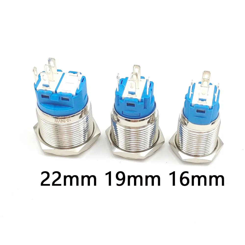 10pcs Waterproof Button Led Metal Switch 12v Momentary Latching for Car Ignition On Off 16mm 19mm 22mm 3V 5V 6V 24V 220V Green