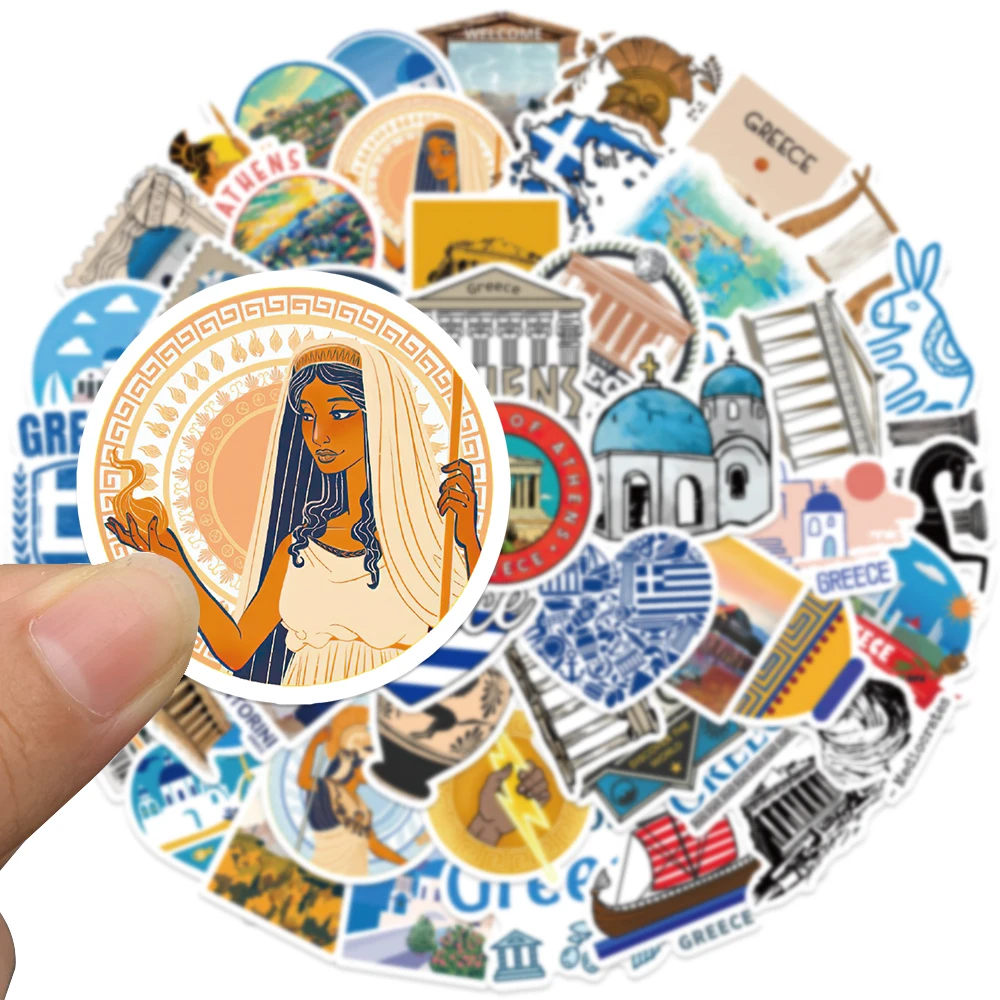 50pcs Welcome to Greece Stickers Parthenon Acropolis Decals Laptop Luggage Skateboard Scrapbook Refrigerator Stickers