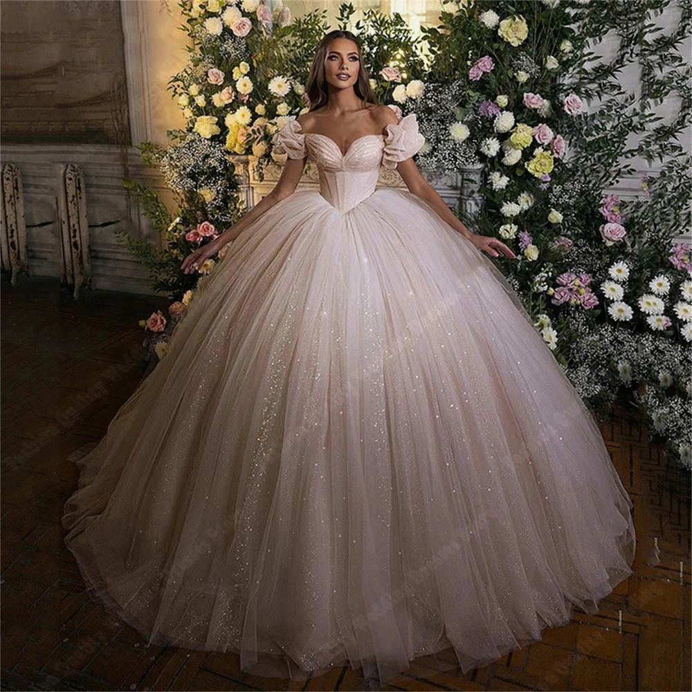 Romantic Pretty A-Line Wedding Dresses Simpe Smooth Tulle Bridal Gowns Sexy Floor Mopping Engagement Banquet Vestidos De Novia