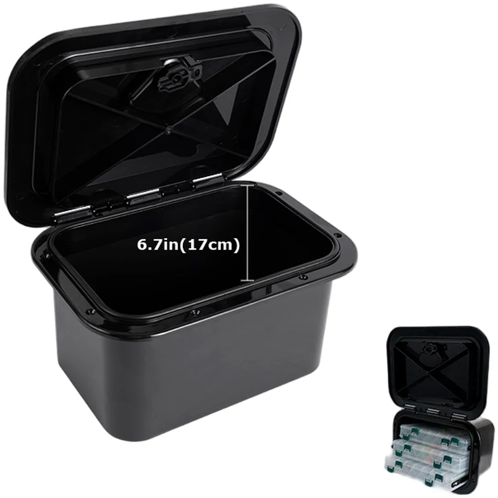 

Boat Storage Box Deck Hatch Cover with 270 Degree Rotation for Easy Access ABS Plastic Organizer for Marine Fishing Gear