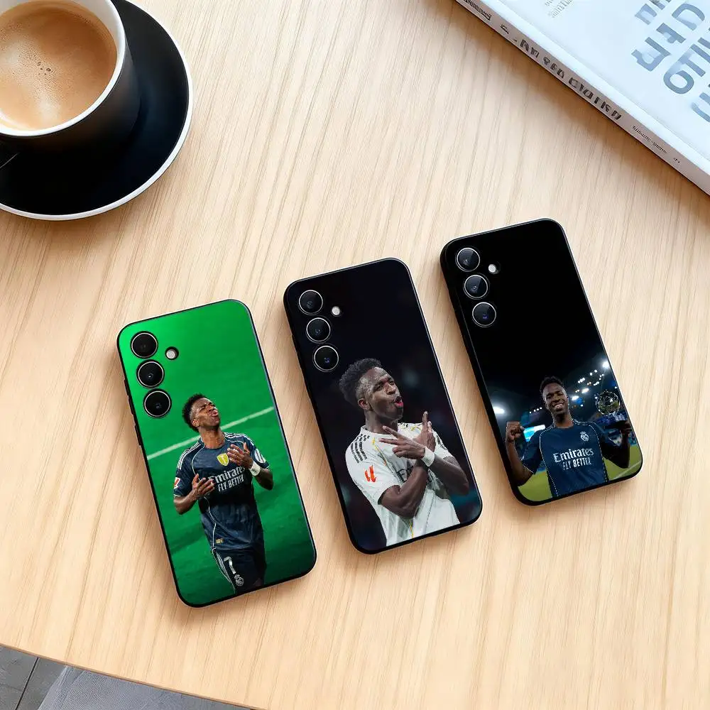 

V-Vinicius Junior Phone Case Black Silicone Soft For Samsung Galaxy A73,A72,A71,A70,A53,A52,A51