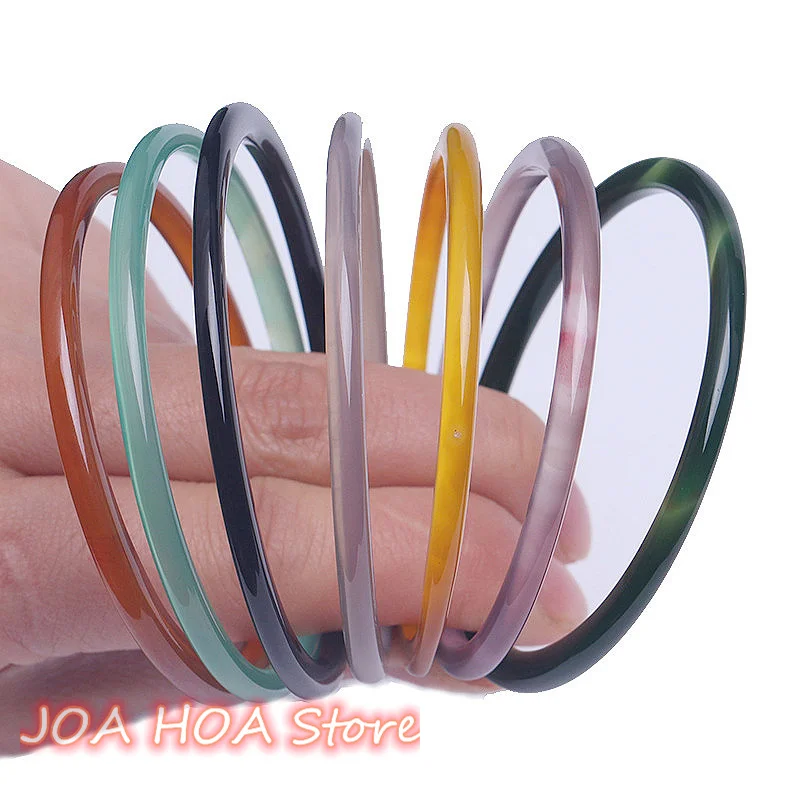 

New Ice Seed Thin Strip Line Bracelet Women's Ding-Dang Natural Chalcedony Agate Bangle Jade Exquisite Handring Fine Jewelry