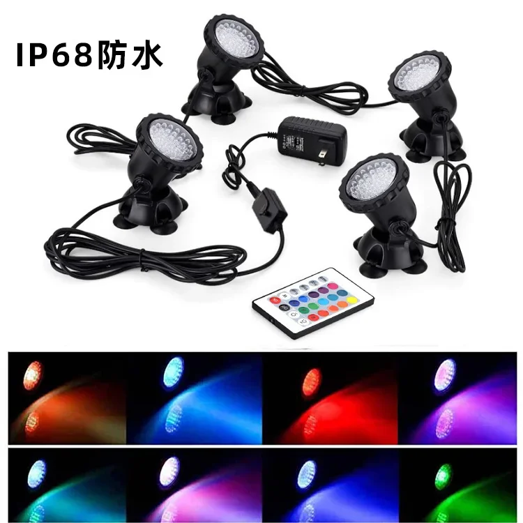 

Remote Control Button Diving Light Dual Waterproof Fish Tank Aquarium Pool Lamp Underwater Lighting Seven Color Spotlight